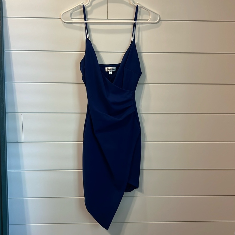 Blue asymmetrical cocktail dress